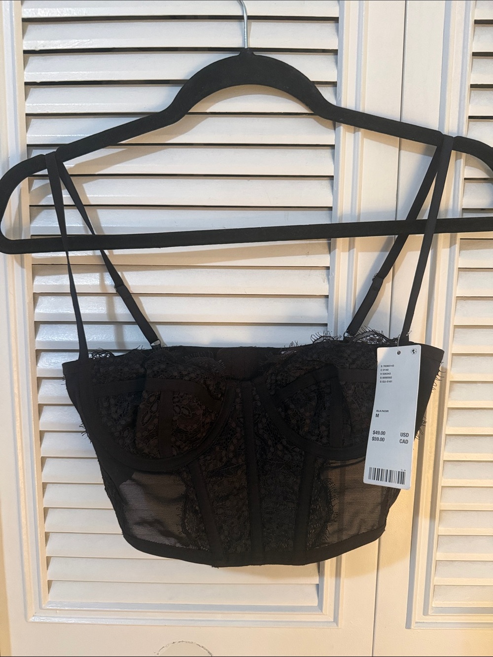 Urban Outfitters Black Lace Bustier Crop Top (brand new, tags on)